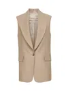 Blanca Vita Beige Viscose Blend Gelly Sleeveless Blazer
