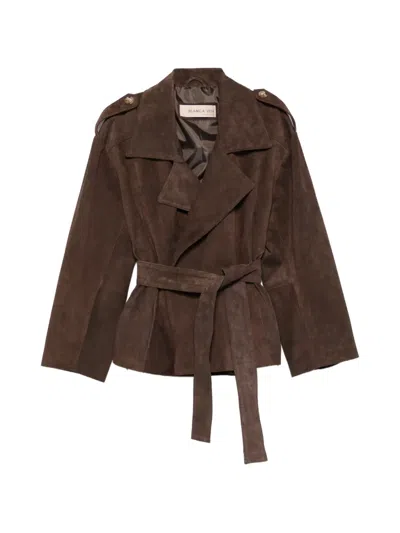 Blanca Vita Belt Button Jacket In Brown