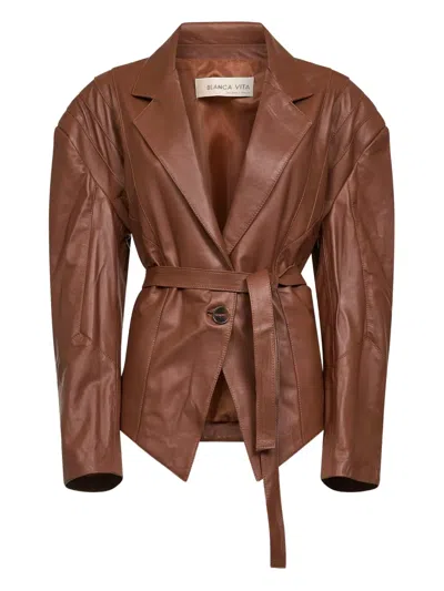Blanca Vita Belted Jacket In Brown