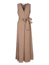 Blanca Vita Sleeveless Long Dress In Beige