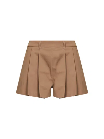 Blanca Vita Biscuit Stretch Cotton Seltz Pleated Shorts In Nude