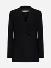 Blanca Vita Black Cady Glotti Double-breasted Blazer In Black