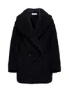 Blanca Vita Black Chary Short Teddy Coat In Black