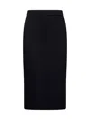 Blanca Vita Black Gabardine Midi Pencil Skirt In Black