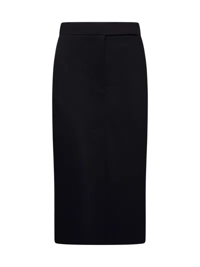 Blanca Vita Black Gabardine Midi Pencil Skirt