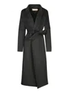 Blanca Vita Black Long Wool Coat In Black