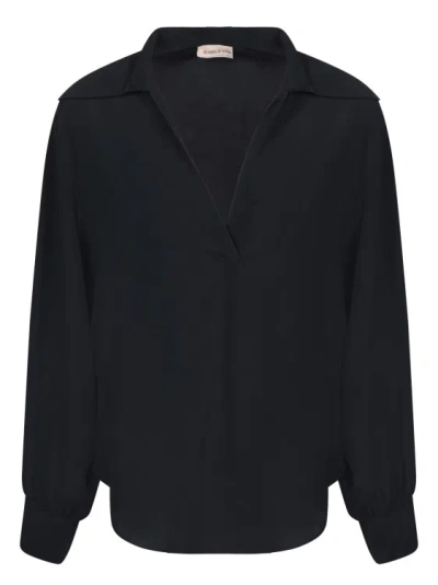 Blanca Vita Black Silk Blend Blouse