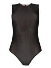 Blanca Vita Bryo Mesh Bodysuit In Black
