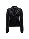 Blanca Vita Black Stretch Velvet Berik Tunic In Black