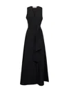 Blanca Vita Black Viscose And Linen Alongi Long Dress