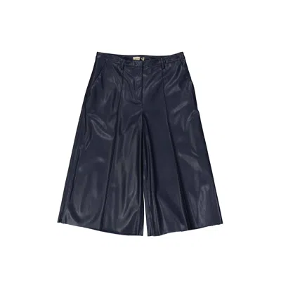 Blanca Vita Faux Leather Shorts In Blue