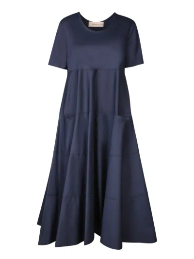 Blanca Vita Blue Cotton Poplin Dress