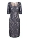 Blanca Vita Blue Lace Midi Dress In Blue