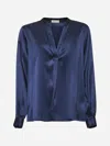 Blanca Vita Blue Stretch Silk Satin Tradey Tunic