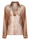 Blanca Vita Brown Python Print Georgette Bomia Blouse In Brown
