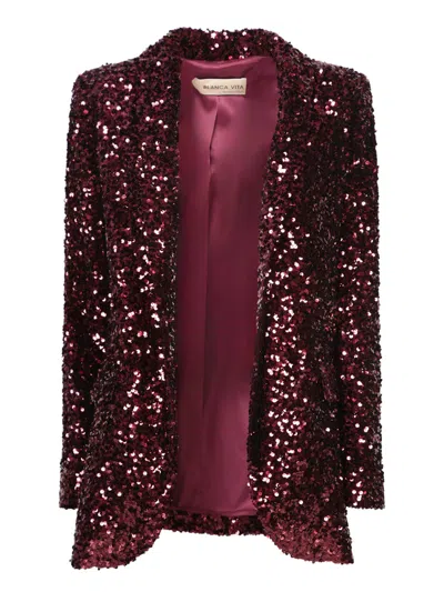 Blanca Vita Bordeaux Oversized Jacket In Burgundy