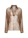 Blanca Vita Brown Python Print Georgette Bomia Blouse In Multi