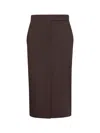 Blanca Vita Brown Stretch Cady Galizia Midi Pencil Skirt