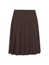 Blanca Vita Brown Stretch Canvas Gymbe Pleated Skirt In Brown
