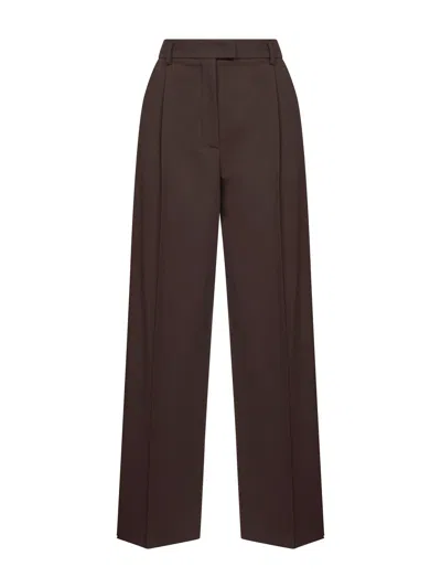 Blanca Vita Brown Stretch Canvas Pulsa One-pleat Trousers