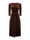 Blanca Vita Brown Stretch Velvet Asia Midi Dress In Brown