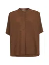 Blanca Vita Brown Viscose And Linen Brida Tunic Shirt