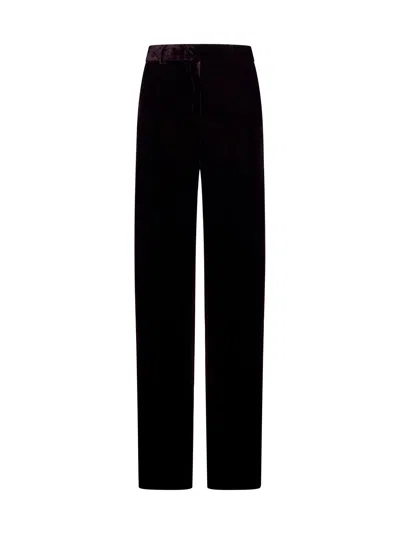 Blanca Vita Burgundy Gabardine Pleio Palazzo Trousers In Black
