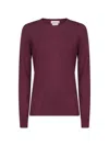 Blanca Vita Burgundy Lightweight Virgin Wool Crewneck Sweater In Red