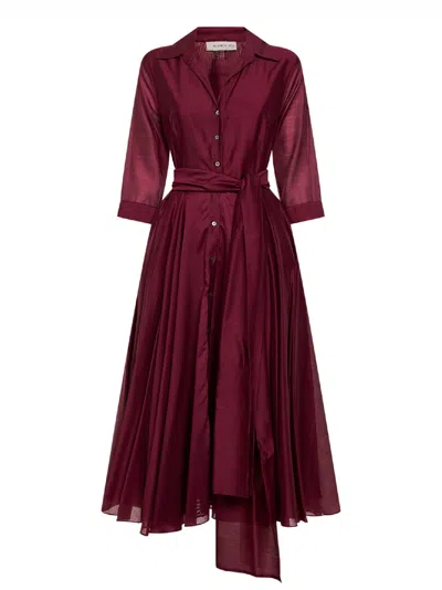 Blanca Vita Burgundy Muslin Allia Midi Shirtdress In Brown