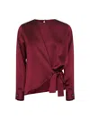 Blanca Vita Burgundy Satin Cesta Blouse In Brown