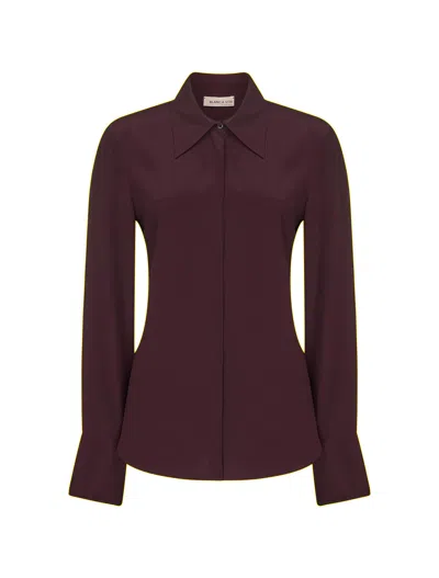 BLANCA VITA BURGUNDY SILK BLEND CRETA SHIRT
