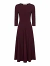 Blanca Vita Burgundy Stretch Jersey Asia Flared Midi Dress