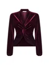 Blanca Vita Burgundy Stretch Velvet Berik Tunic In Purple