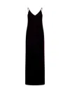 Blanca Vita Burgundy Velvet Ancona Long Dress In Black