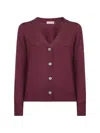 Blanca Vita Burgundy Virgin Wool Knit Cardigan In Burgundy