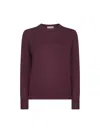 Blanca Vita Burgundy Virgin Wool Knit Crewneck Sweater In Red