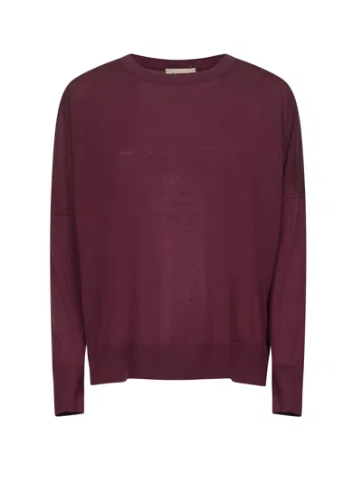 Blanca Vita Burgundy Virgin Wool Oversized Sweater In Purple