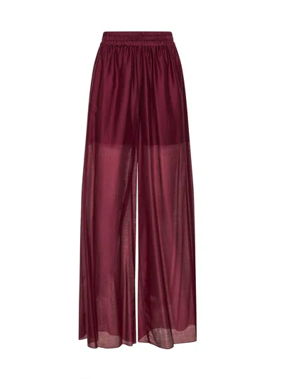 Blanca Vita Burgundy Voile Prizzi Wide-leg Trousers