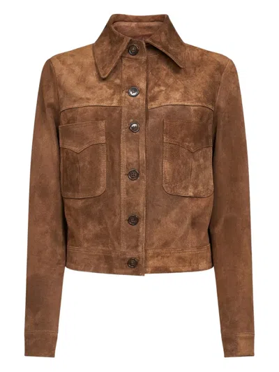 Blanca Vita Button Flap Pocket Coat In Brown