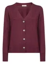 Blanca Vita Burgundy Virgin Wool Knit Cardigan In Burgundy