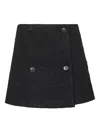 Blanca Vita Buttoned Tweed Mini Skirt In Black