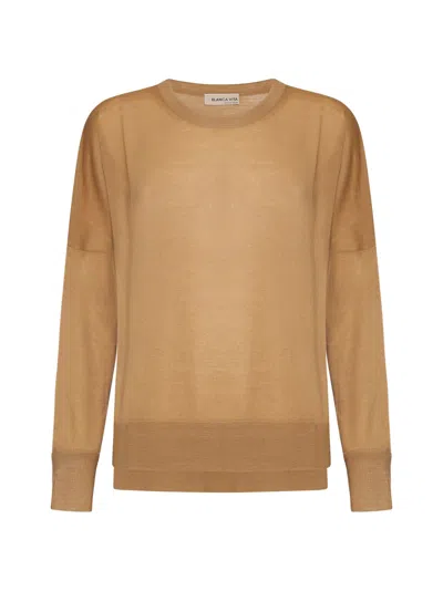 Blanca Vita Camel  Sweater In Gold