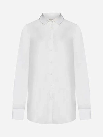 Blanca Vita Capparis Semi-sheer Silk Shirt In White