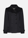 Blanca Vita Notched-lapels Brushed-effect Peacoat In Black