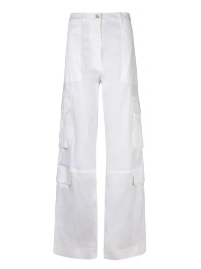 Blanca Vita Cargo Pants In Stretch Drill Fabric In White