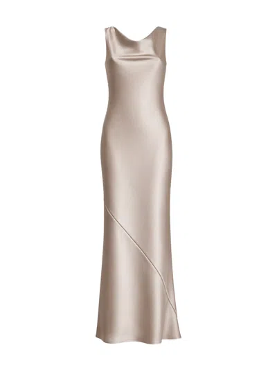 Blanca Vita Chalk Satin Anjea Long Dress In Neutral