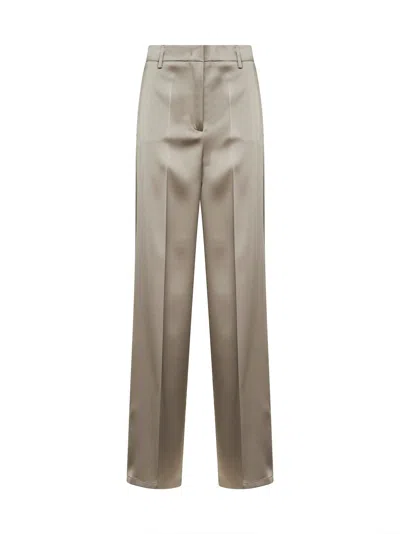 Blanca Vita Chalk Satin Pisa Straight Trousers In Gold