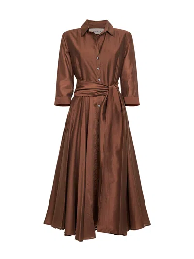 Blanca Vita Chocolate Muslin Allia Midi Shirtdress In Brown