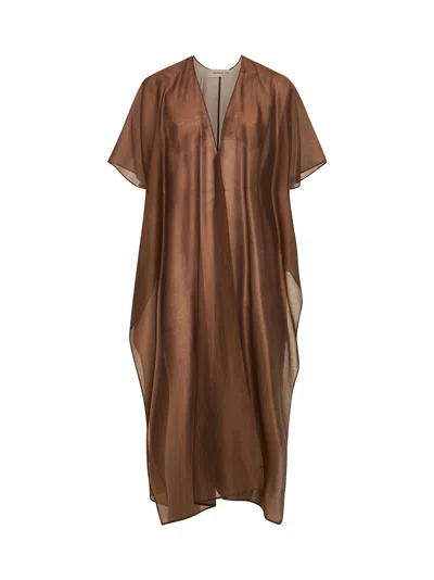Blanca Vita Chocolate Voile Sdelfa Caftan Blouse In Brown