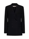Blanca Vita Black Cady Glotti Double-breasted Blazer In Black